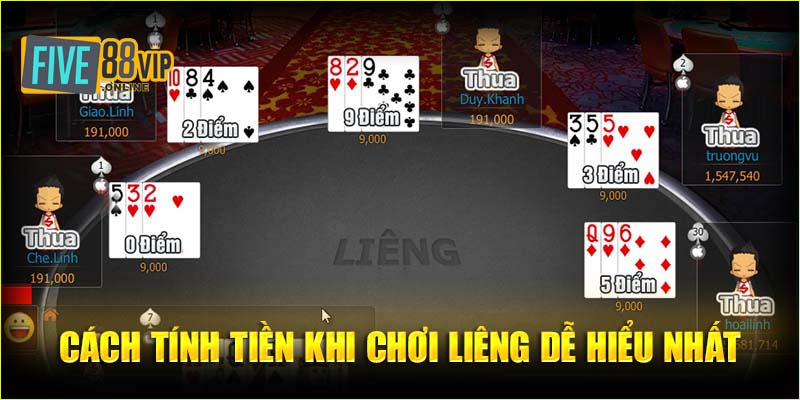 Thực hiện cách tính tiền khi chơi liêng lúc kết thúc