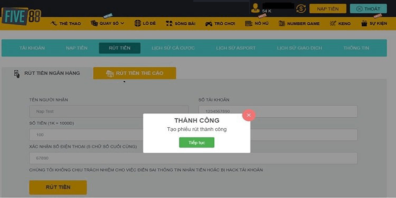 Rút tiền Five88 có tốn nhiều thời gian không?